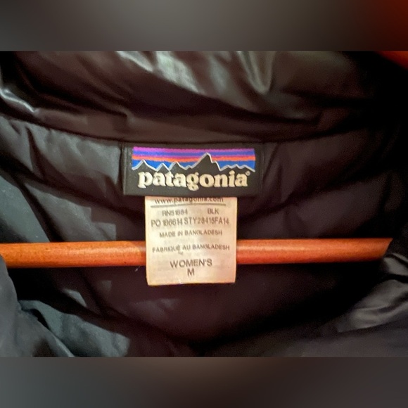 Patagonia Women’s Down Puffer Vest Jacket Black Diagonal Full Zip Size Medium - Picture 3 of 11